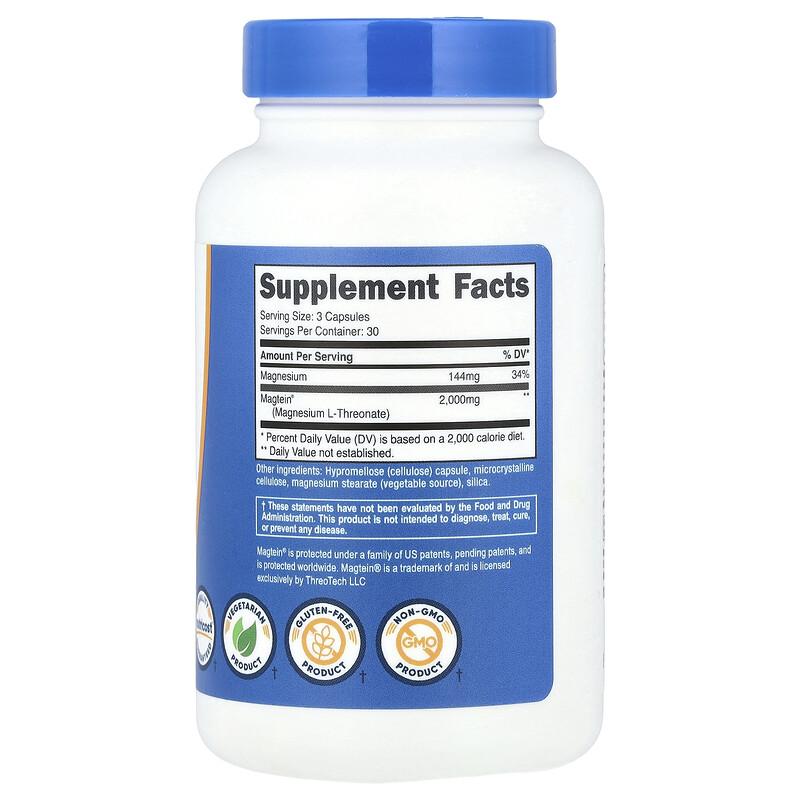 Magtein®, Magnesium L-Threonate, 90 Capsules (666 mg per Capsule)