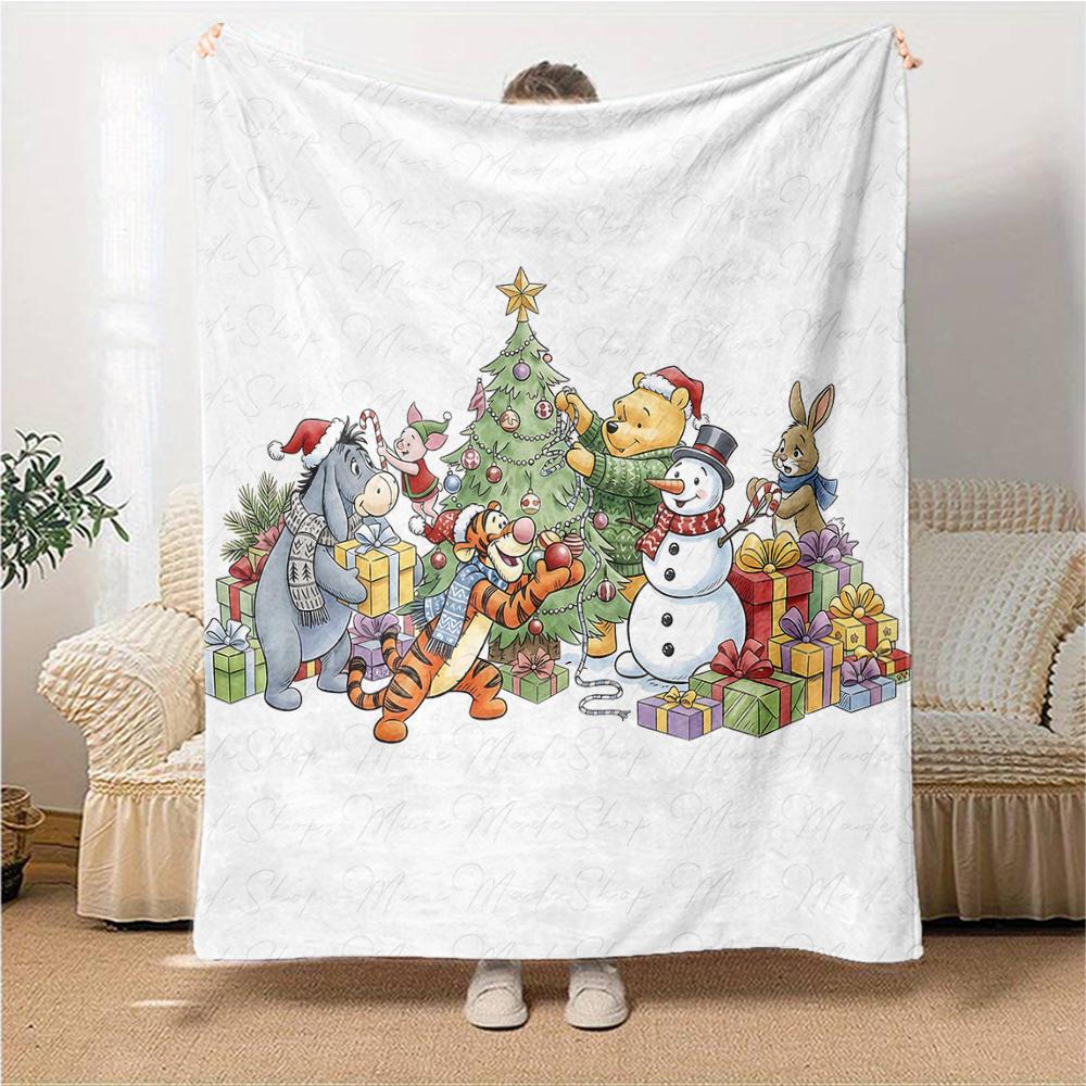 Christmas Winnie Pooh Party Blanket Soft Throw Blanket For Home Bedroom Bed Sofa Travel Office Solid Christmas Blanket