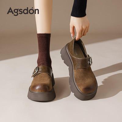 Женские лоферы Augusden на массивной подошве, коричневые: Летняя обувь 2025 года в британском стиле из мягкой кожи, два способа носки
