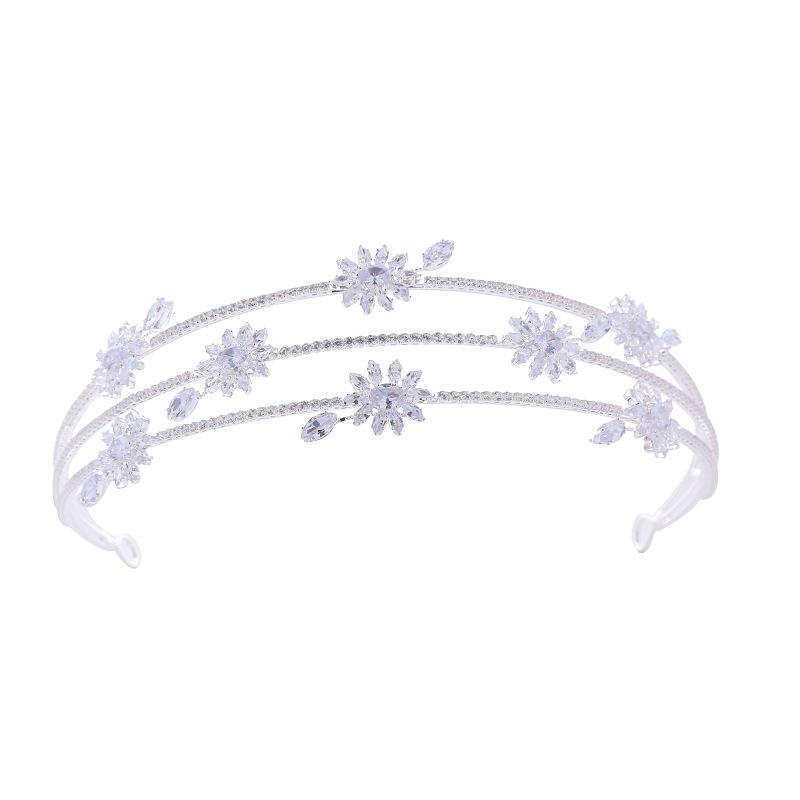 Свадебная корона Роскошная ручная работа Цирконовая корона принцессы Тиара Аксессуары для волос Зимняя повязка на голову