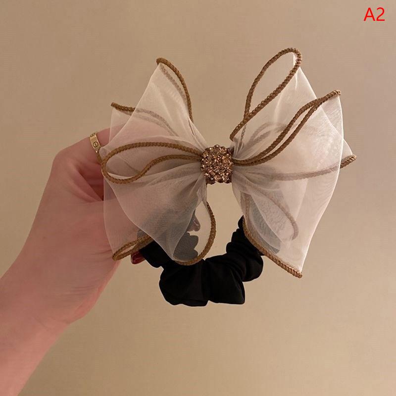 Сетчатое кольцо для волос с бантом, красное, 2022, новое, универсальное, простое, Ins, темпераментное, с шариковой головкой, чешская веревка для сверления