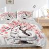 3pcs Cherry Blossom Tree and Beautiful White Fox Bedding Set, Including 1 Quilt Cover and 2 Pillow Shams, Without Filling, Soft and Comforta