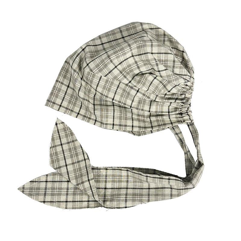Niche design headscarf hat children spring and summer street fashionable personality pullover hat plaid strap tide