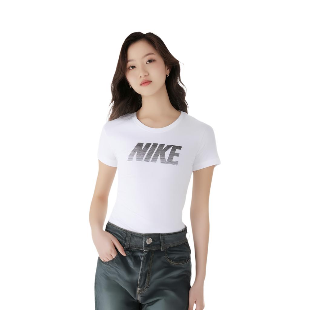Nike Футболка женская Dri-Fit простая удобная быстросохнущая с коротким рукавом 725748-100