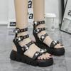 Summer Women High Heel Sandals Platform Gladiator Shoe Fashion Belt Buckle Street Punk Gothic Girls Comfortable Casual Sandalias
