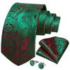 Paisley Tie for Men Necktie Silk Hanky Cufflink Set with Tie Ring Chain Brooch for Wedding Party