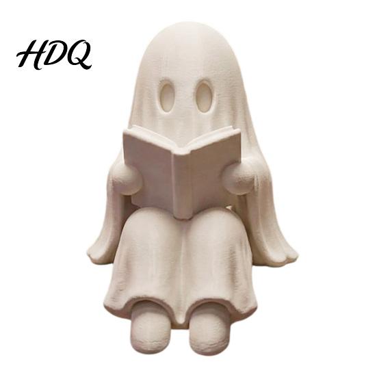 Жуткое украшение для дома Призрак Читает Книгу Украшение на Хэллоуин 3D-печатная статуэтка-сиделка для полки Ручная работа Фигурка из ПЛА Милая Сидящая для книжной полки,
