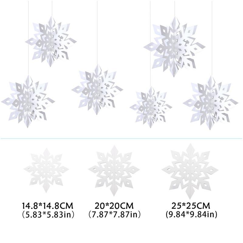 6Pcs 3D Snowflake Pendant Paper Christmas Snowflake Pendant Snowflake Pendant Holiday Party Decorations
