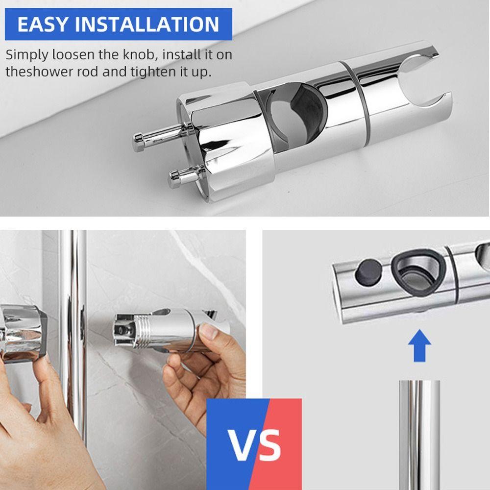 With hooks Shower Head Holder Round Pipe Riser Rail Bracket Hardware Bath Accessories