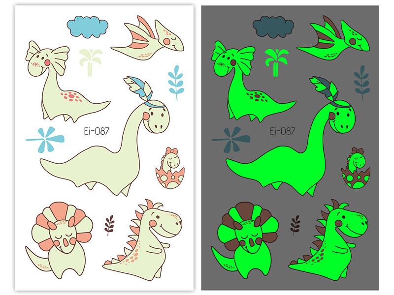 Новые светящиеся наклейки-тату динозавра, детские забавные светящиеся наклейки с героями мультфильмов, наклейки-татуировки