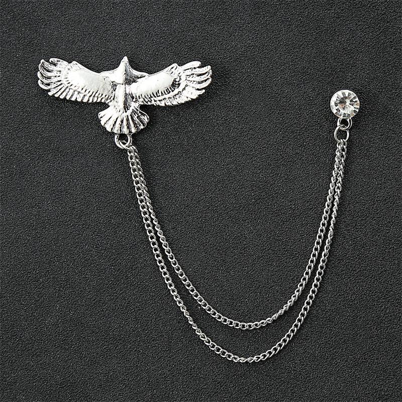 Korean Style Men's Blazer Brooch with Scissors-Shaped Metal Chain Accessory