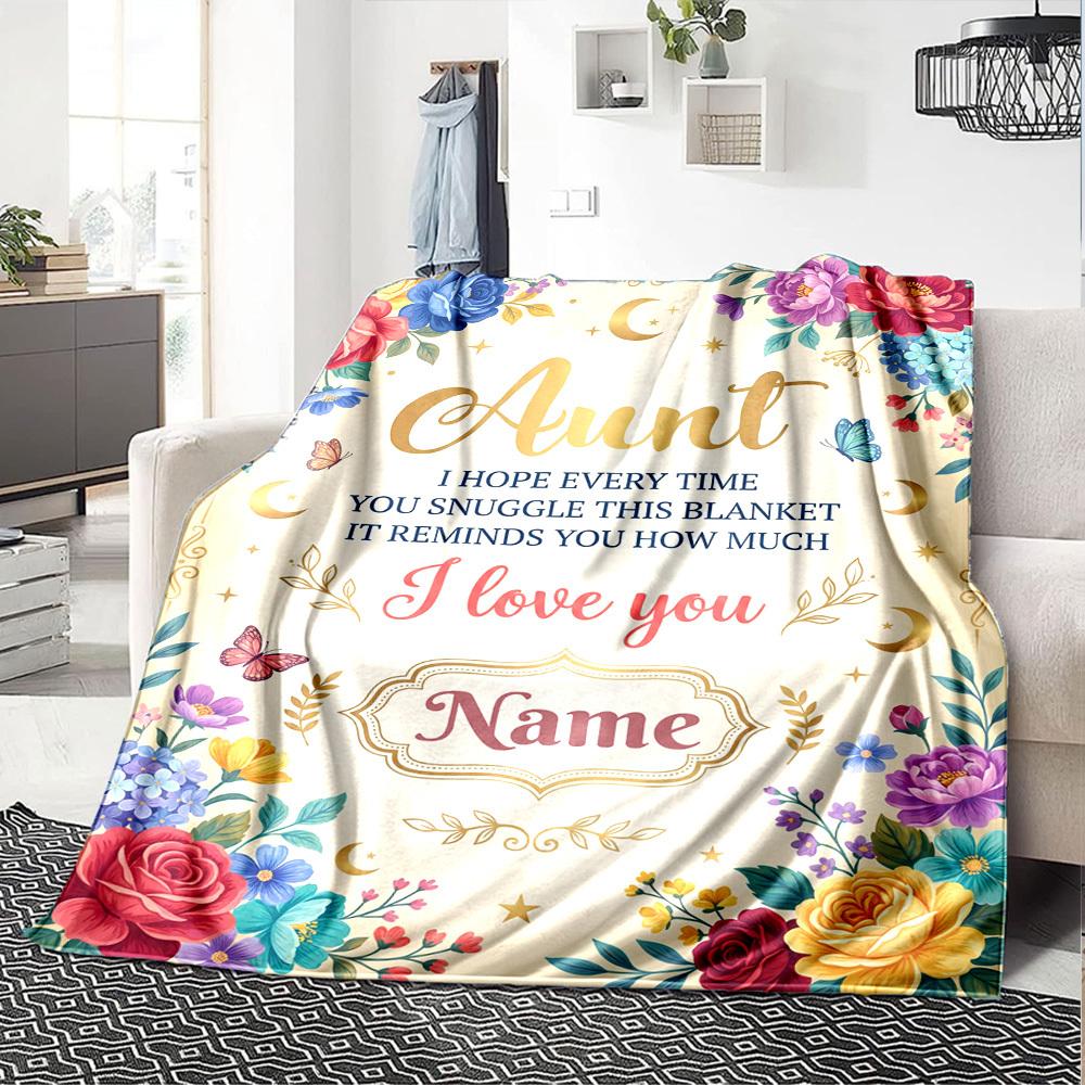 Aunt'S Love Blanket Blanket Personalized Name Soft Warm And Versatile For Sofa Bed Office And Travel Machine Washable Comfortable In All Seasons Best