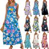 Женский повседневный длинный сарафан, летнее пляжное платье, круглый вырез, без рукавов, свободный сарафан