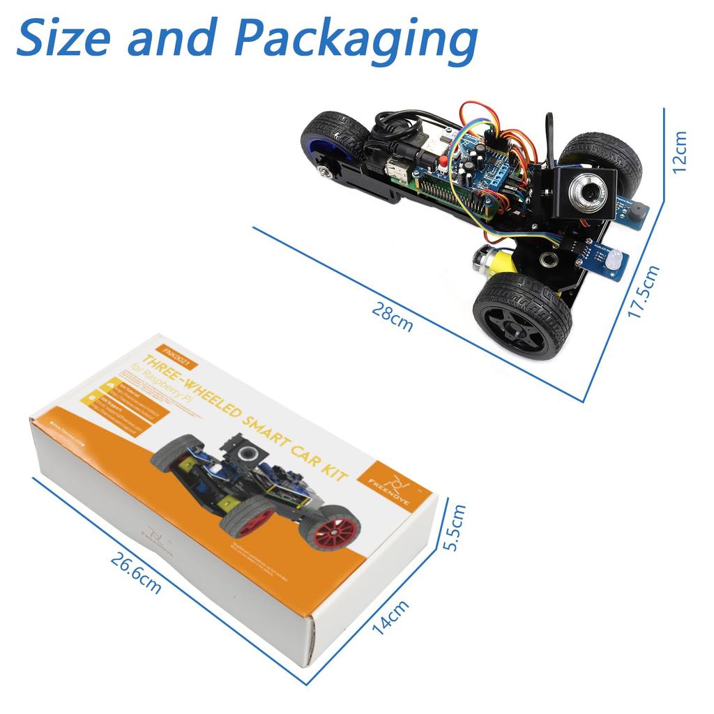 Freenove Smart Car Kit for Raspberry Pi Video Radar App Ultrasonic Distance and Servo Pi Not Three-Wheeled 5/4B/3B+/3B/3A+, Mode, Mode, Control,