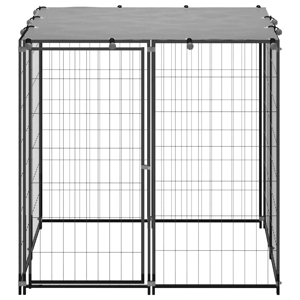 vidaXL Kennel Black 110x110x110 cm Steel