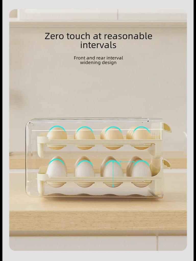 Двухслойный прозрачный контейнер для хранения яиц с 32 отделениями для холодильника или использования на столешнице
