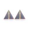 Estele Gold and Silver Tone Plated Enamel Triangle Stud Earrings for Girls and Women