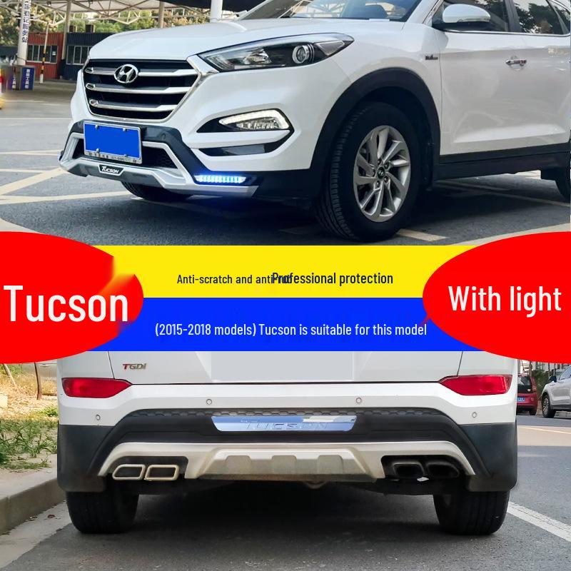 Защита бампера с декоративными противоударными планками для Hyundai Tucson 2015-18