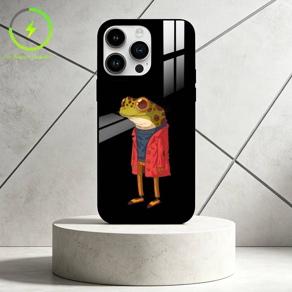 A-Anthropomorphic frog Phone Case For iPhone 17 16 15 14 13 12 Pro Max Plus for Mirror Wireless Magnetic Cover