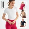 Women's Sexy Back, Waist-Slimming Short Sleeve Yoga Top with Chest Pad