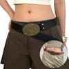 Waist Belt Engraved Buckle for Cowboy Cowgirl with Floral Vintage Belt Hot Girl WaistChain PU Sexy Oversize Buckle