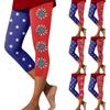 Women's Fashion Casual Outer Bottoming Trousers Independence Day Print Seventh Trousers