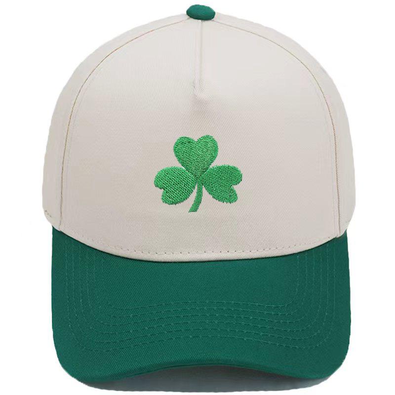 Amazon Hot Sale Irish Festival Clover Baseball Cap Embroidered Clover Sponge Mesh Cap Men's and Women's Outdoor Shade