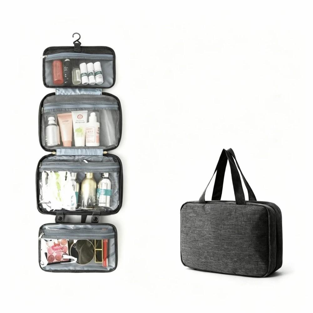 Large Capacity 4 Fold Toiletry Bag Wet Dry Separation Makeup Bag Travel Hanging Wash Bag Home