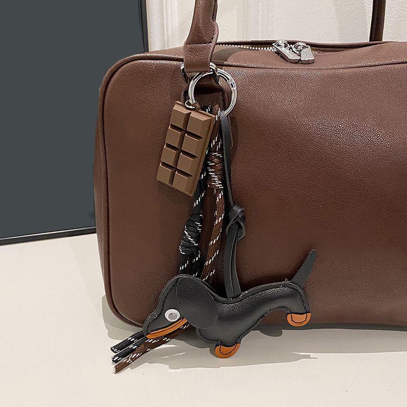 Yogodlns PU Leather Dachshund Bag Pendant Creative Hangbag Bag Accessory Cute Backpack Hanging Charm Gift