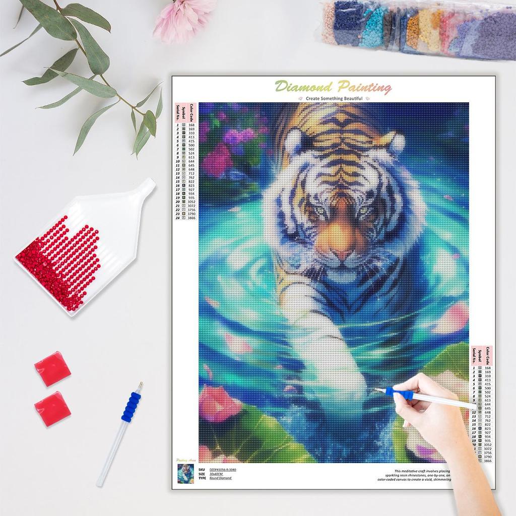 5D алмазная живопись животное тигр DIY полная круглая вышивка крестиком картина стразами для домашнего декора стен искусство 30x40 см/12x16 дюймов