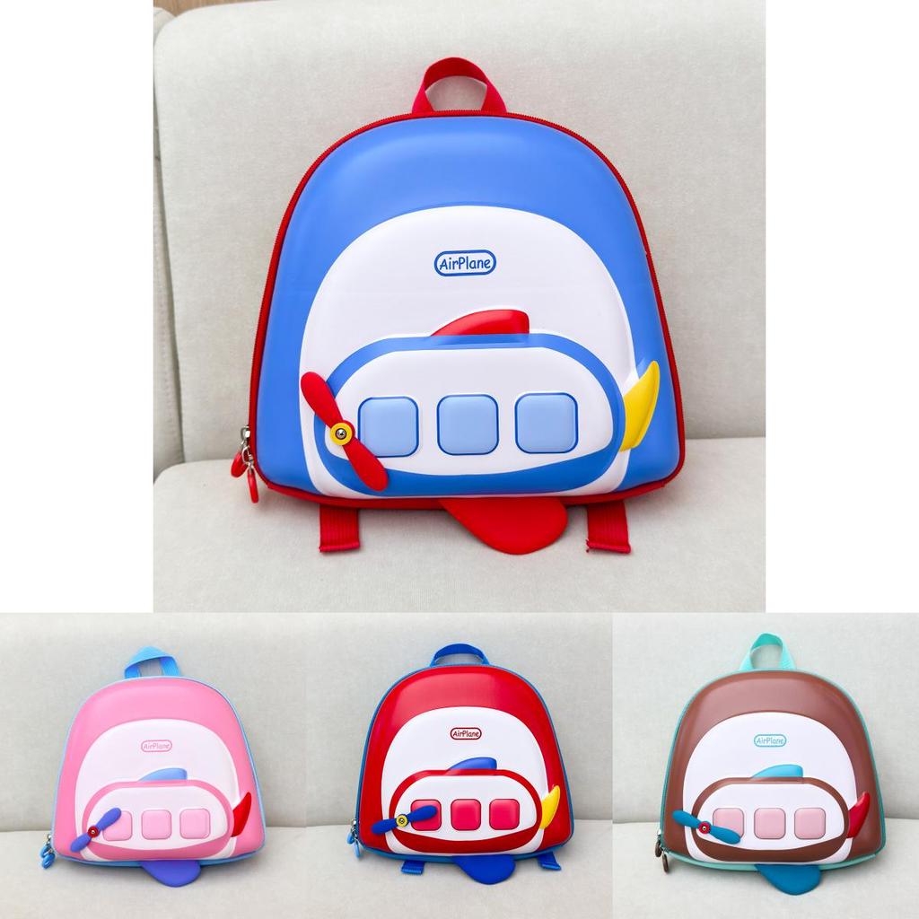 Toddler Double Shoulder Backpack With Cartoon Airplane Pattern And Padded Straps For Preschool