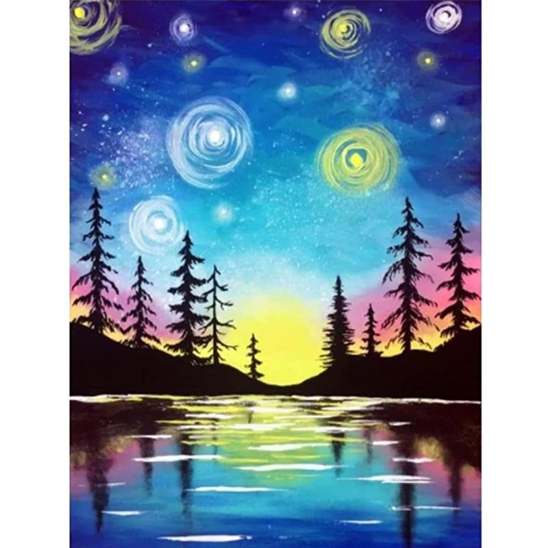 5D DIY Алмазная картина мультфильм лунный пейзаж Алмазная вышивка Набор для вышивки крестом Полный горный хрусталь Мозаика Домашний декор