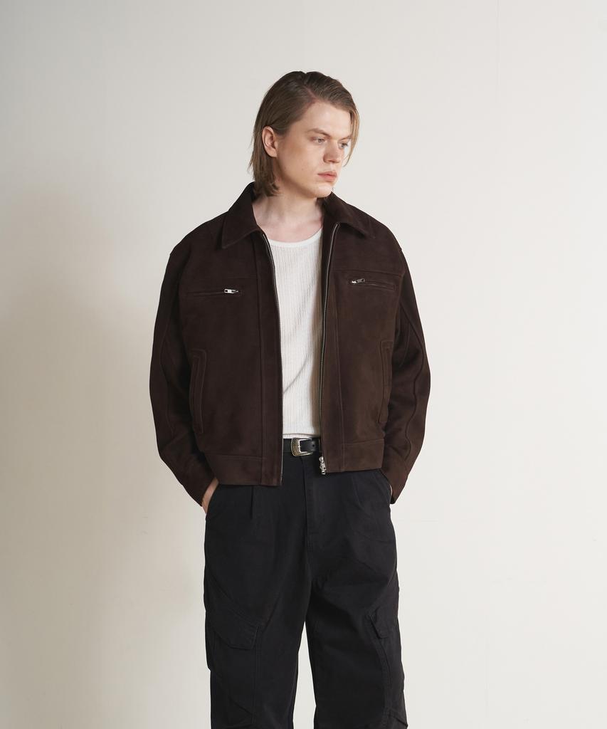 Sperone [Real Leather] Premium Goat Lamb Suede Layer Jacket (Dark Brown)