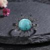 Round 10mm Labradorite Rings for Women Vintage Ring Finger Ring Retro Rings Jewelry Party Gift