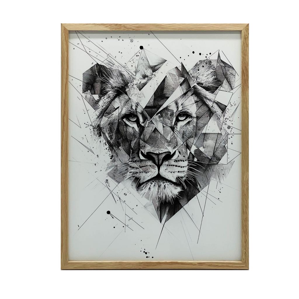 Plakat Lew W Geometrii Plakat Lew W Geometrii, 40X50 Cm, Rama Aluminiowa Czarna, Papier Matowy 230 Gsm