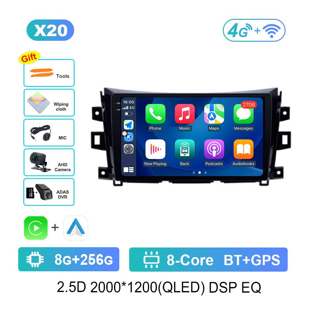 DSP Стерео Автомагнитола Мультимедийный плеер для Nissan NAVARA Frontier NP300 2015 - 2024 Navi GPS HD Экран WiFi Android 14 Bluetooh