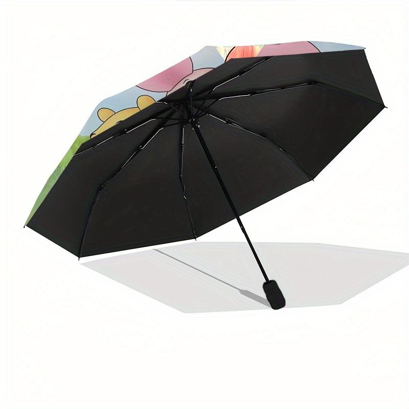 Disney Winnie the Pooh Piglet Themed automatic opening and closing folding umbrella, portable - durable, 8-rib umbrella frame, very suitable