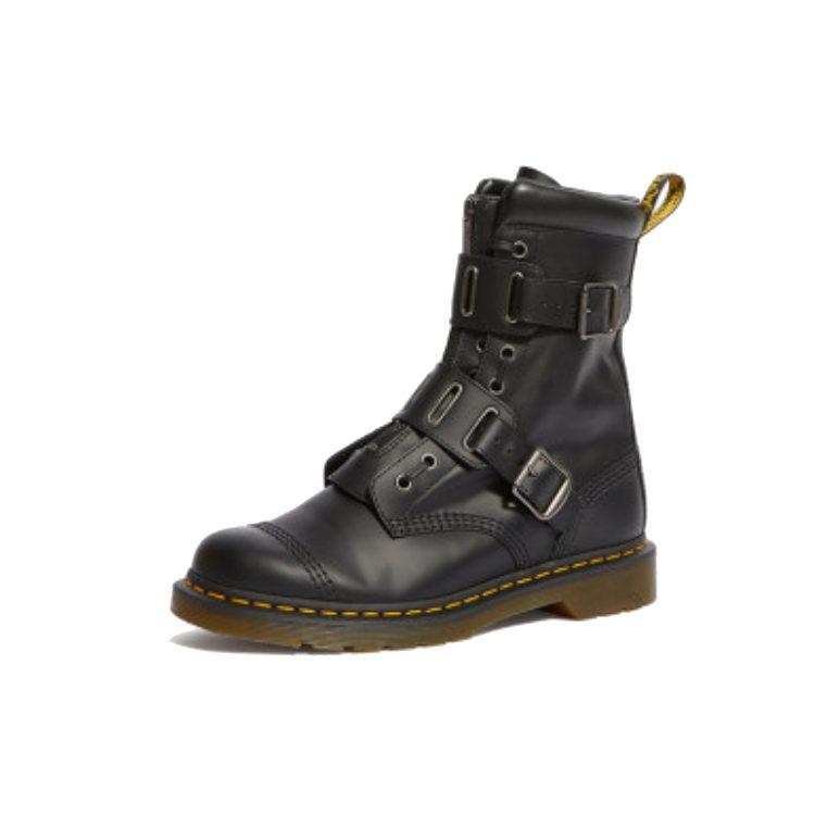 Доктор. Ботинки Martens Quynn из гладкой кожи на шнуровке с пряжкой 'Черный' 25601001