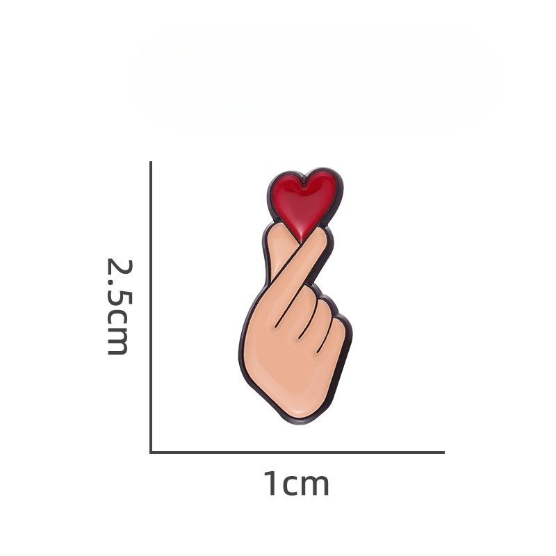 Creative Cute Cartoon Finger Heart Alloy Brooch, Men'S And Women'S Couple Bag Clip Accessories