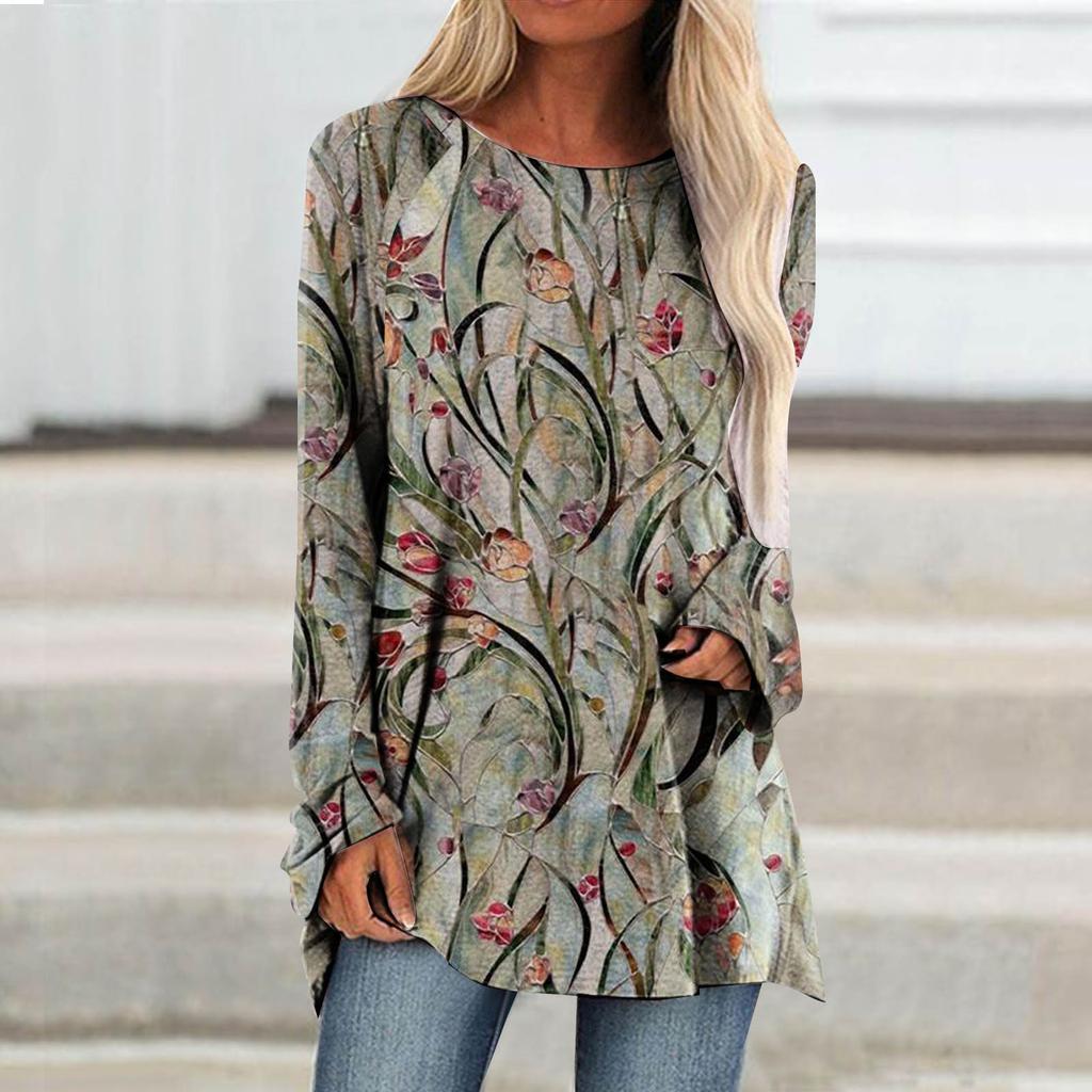 Women'S T-Shirt Street Long-Sleeved Clothing Fashion Top Loose Casual Clothing Autumn And Winter Printed Top Round Neck T-Shirt