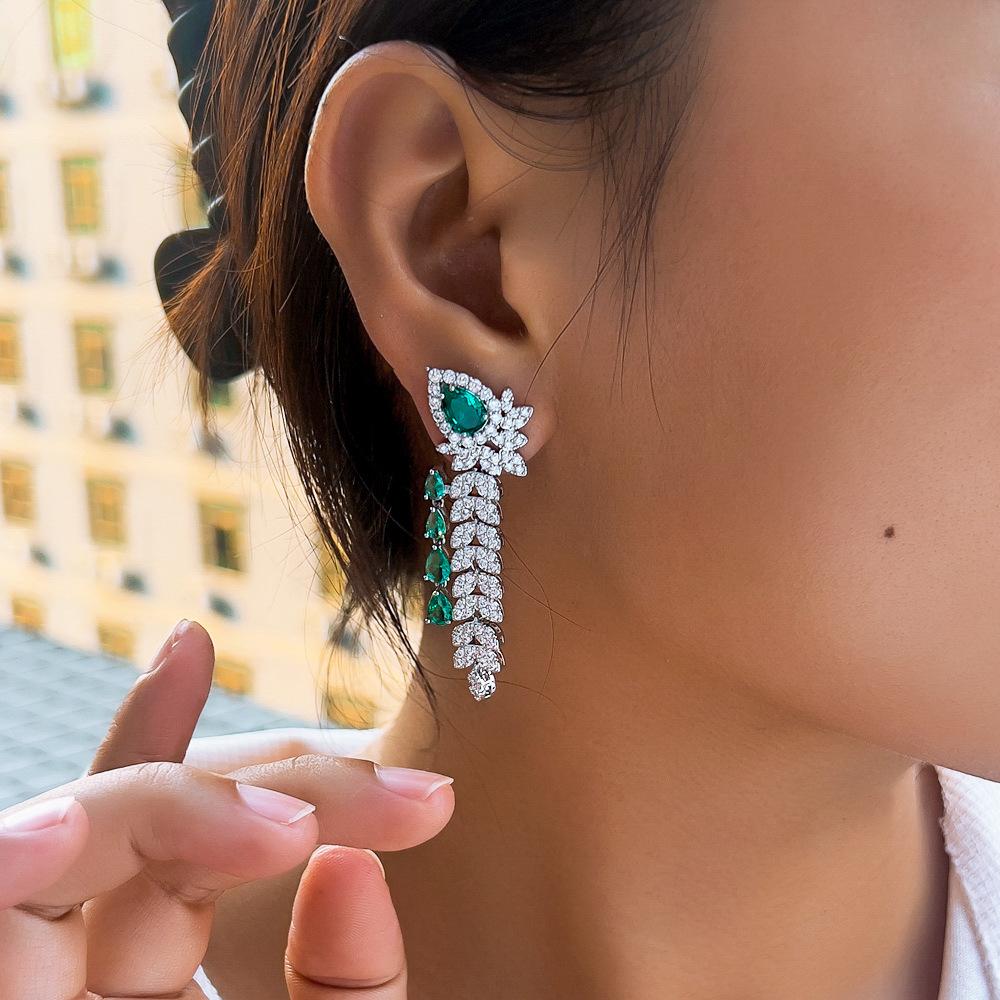 Серьги с бахромой в виде пшеничных колосьев в стиле легкой роскоши, банкетное платье с чувством дизайна, длинные циркониевые серьги, серьги