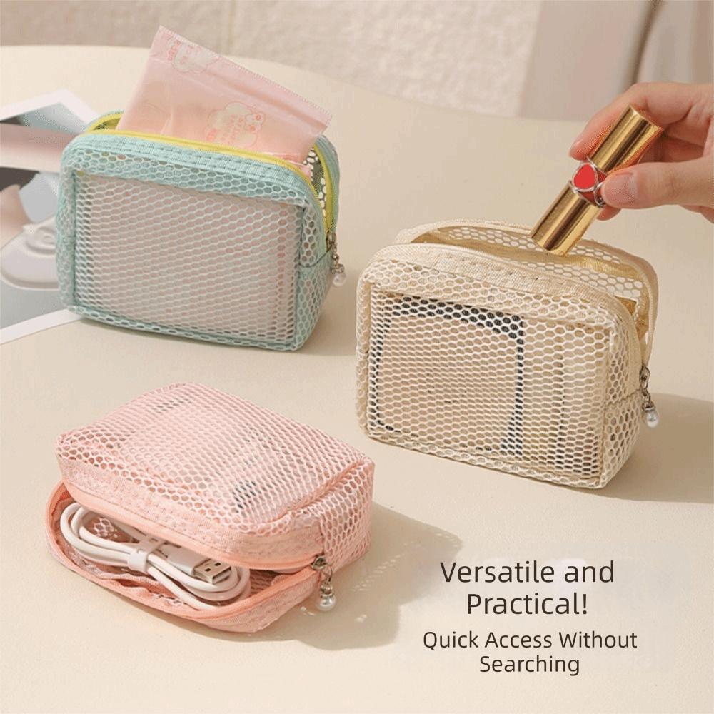Portable Mesh Makeup Bag Gauze Toiletry Bag Portable Travel Storage Bag  Business