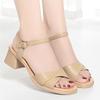 Fashion Comfortable Soft Leather Sandals Platform Shoes 2025 Summer Women's Med Block Heels For Office Mom Work Elegant
