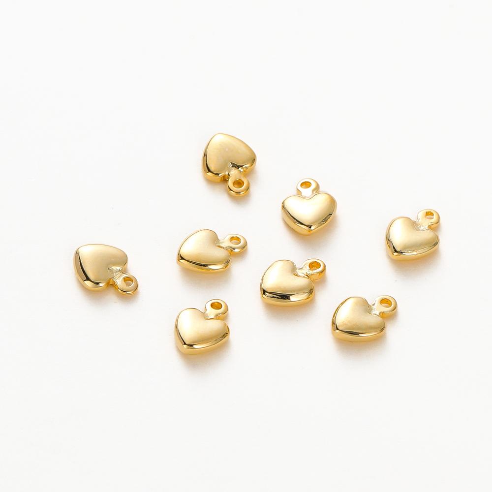 20 шт. Латунные мини-подвески в форме сердца, покрытые золотом 14K 18K, для изготовления ювелирных изделий, ручной работы, DIY, подвески для сережек, фурнитура, компоненты