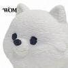 Playful Dog Sculpture 3D Printing Ornament, White Matte Texture Fluffy Figurine, Durable Minimalist Ornament Mini Size Statue, for Home Office