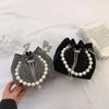 Women Fashion Diamonds Rhinestone Bucket Bags Retro Pearl Chain Ladies Shoulder Bags Shiny Small Crossbody Bags Female Handbags