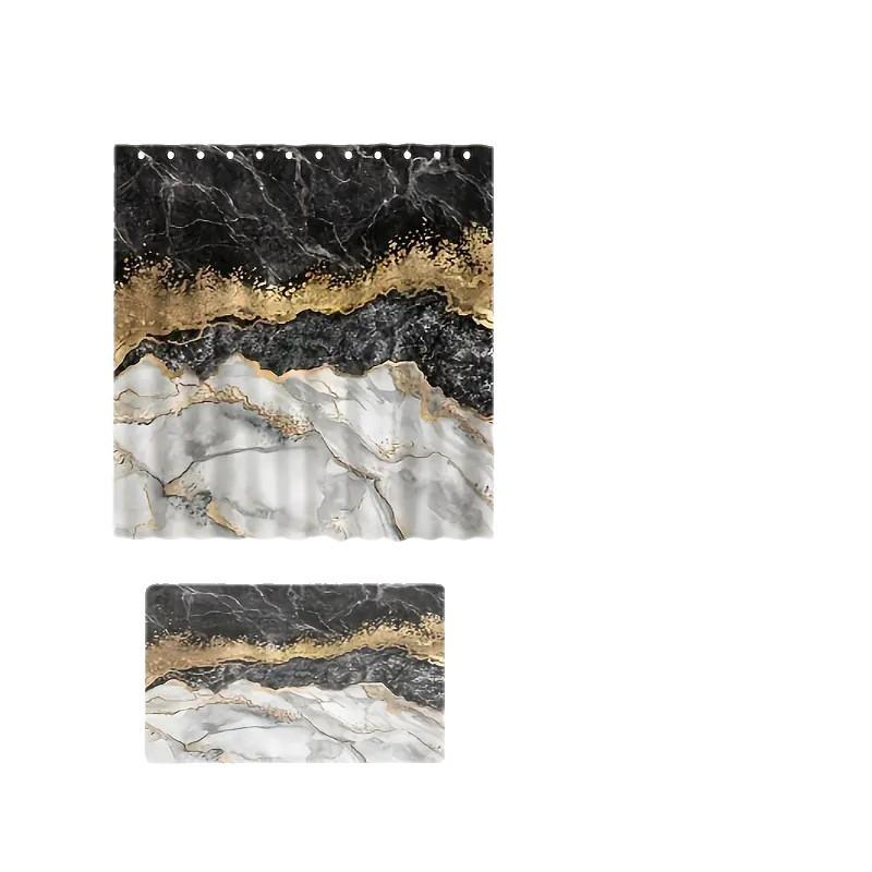 Набор из четырех предметов для ванной: шторка для душа, коврик для пола, набор из трех предметов: шторка-перегородка, коврик для пола