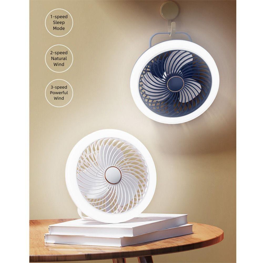 Adjustable Ceiling Fan with LED Lamp Remote Control Portable Air Cooler LED Lantern Fan Table Top