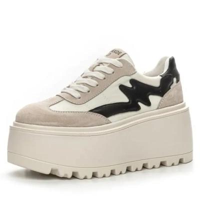 Модные высококачественные женские толстые кроссовки 8 см, новые модные туфли на осень и весну из ткани свиной кожи, повседневные туфли на танкетке на платформе из натуральной кожи