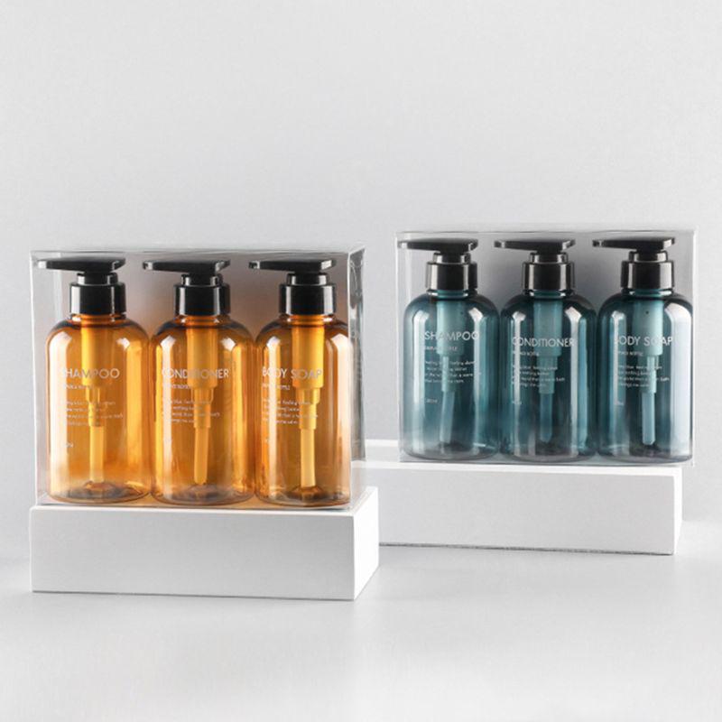 3 шт., 500 мл, набор бутылок, шампунь, гель для душа, кондиционер для волос, пресс-насос, дозатор мыла, бутылка для ванной комнаты